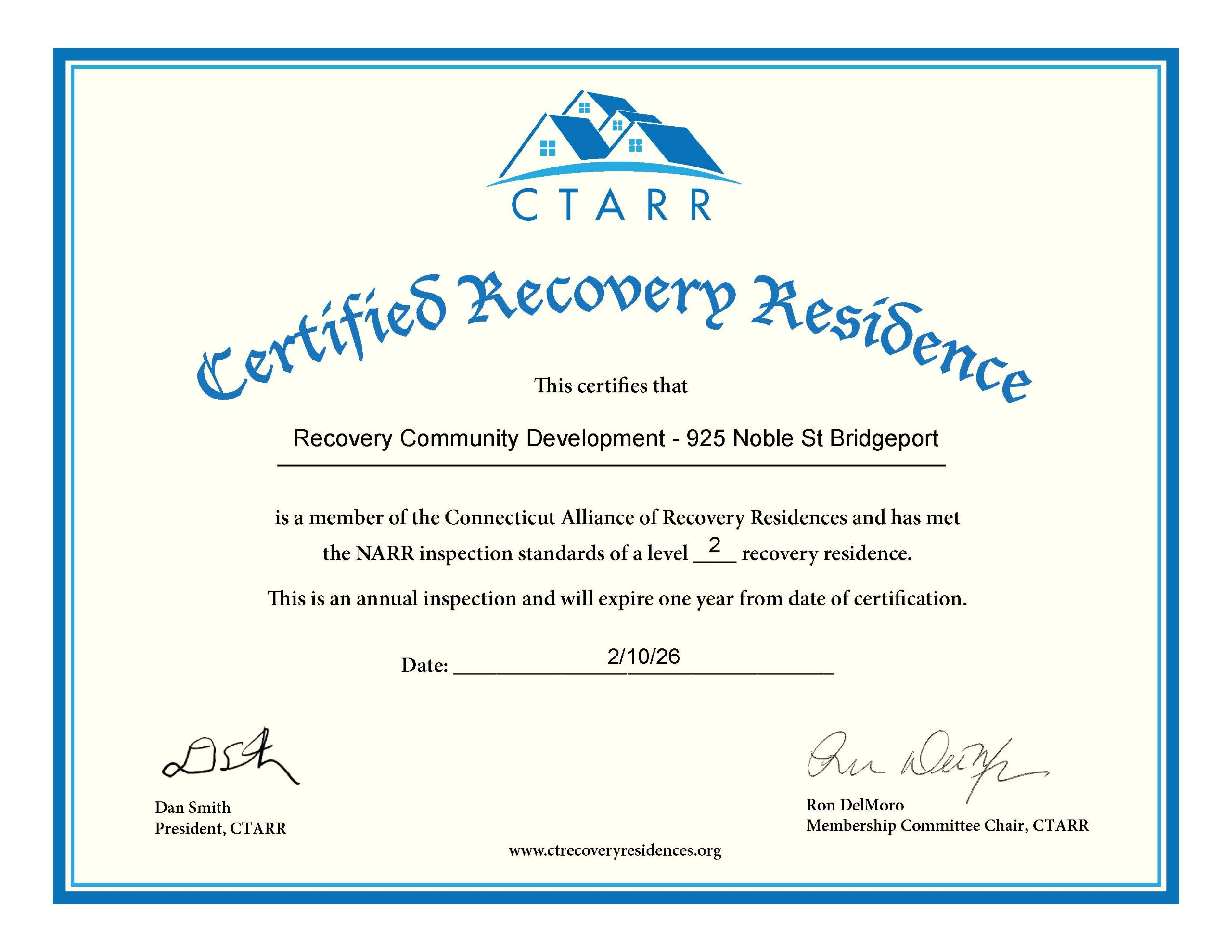 CTARR 933 Noble Ave Certificate 2026