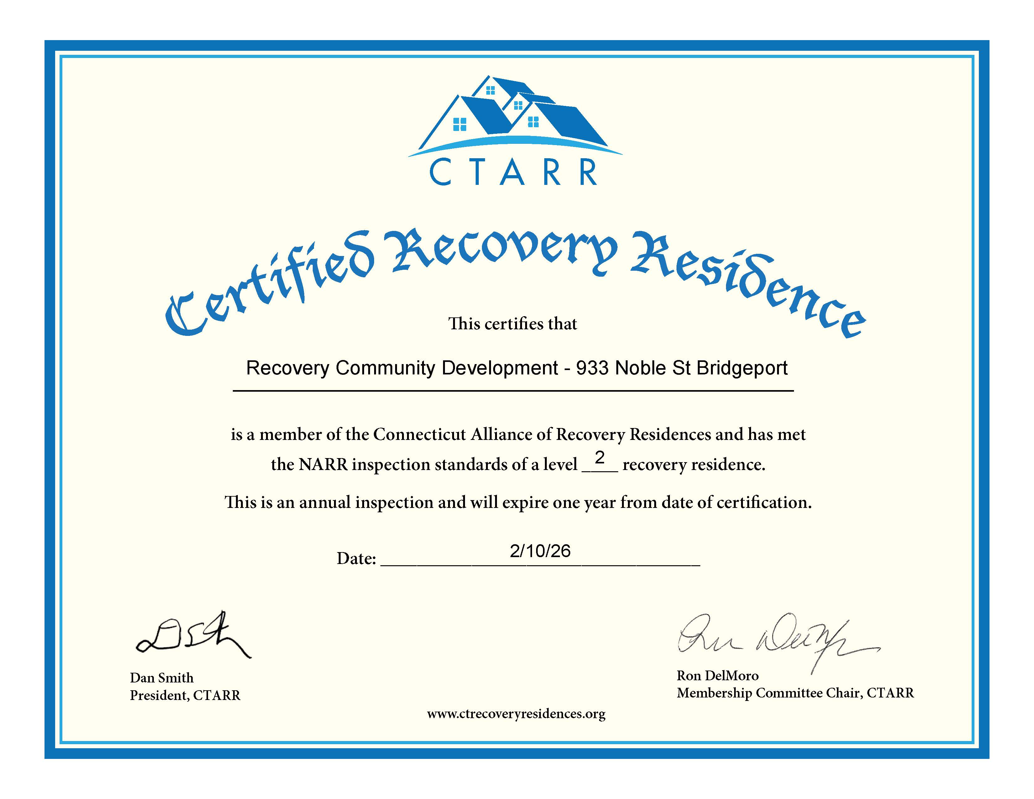 CTARR 933 Noble Ave Certificate 2026